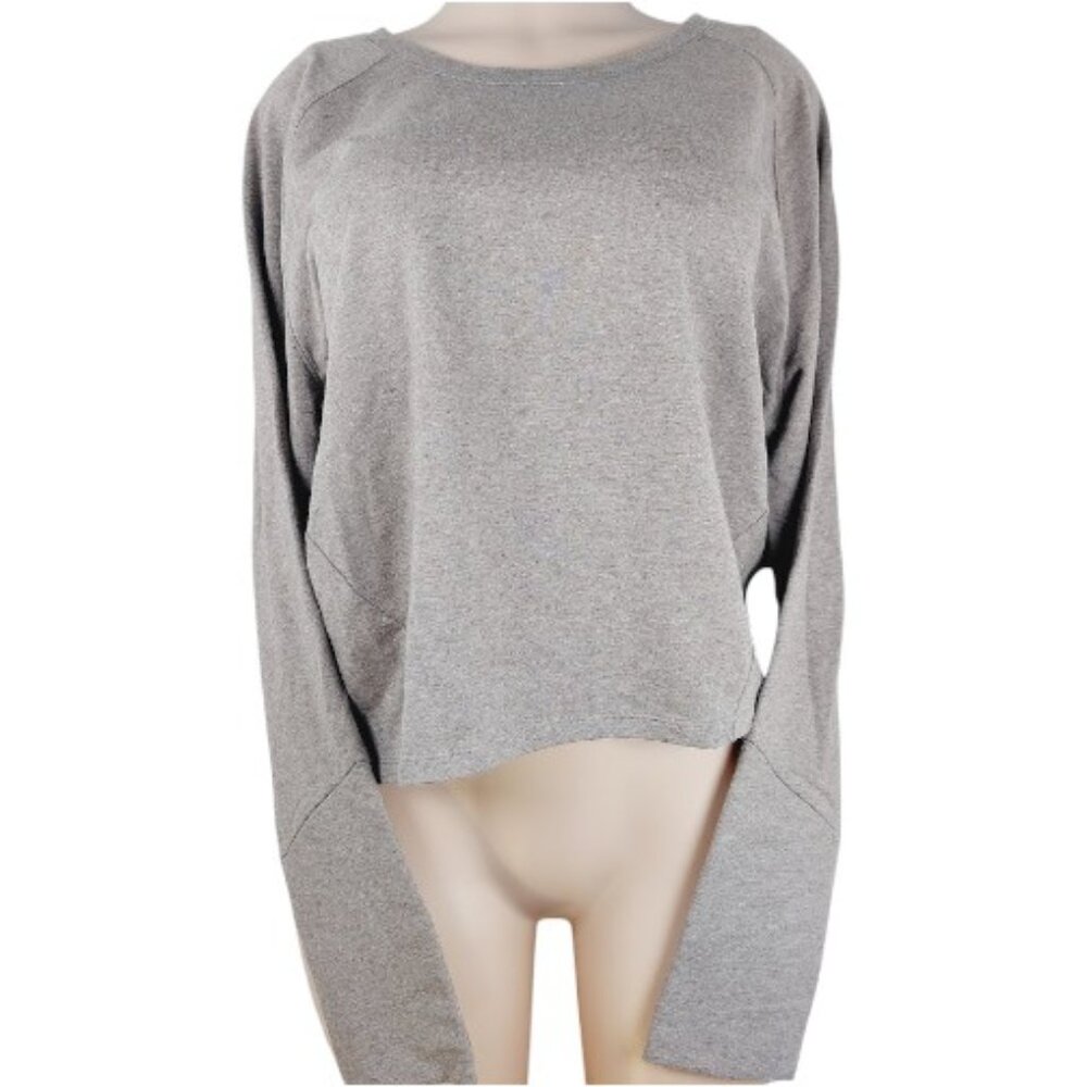 Athleta Women's Gray Heather Thumb Hole Workout Basic T-Shirt Size XL